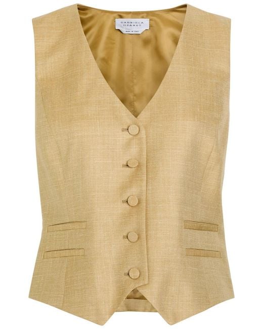Gabriela Hearst Natural Coleridge Wool And Silk-Blend Vest