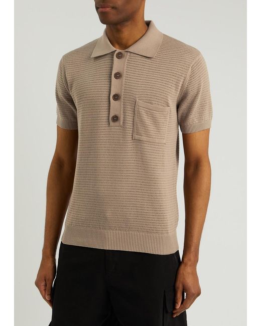 Frescobol Carioca Natural Clemente Crochet-Knit Polo Shirt for men