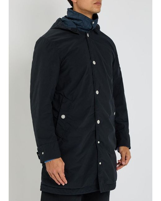 Stone Island Blue Logo Hooded Shell Coat for men