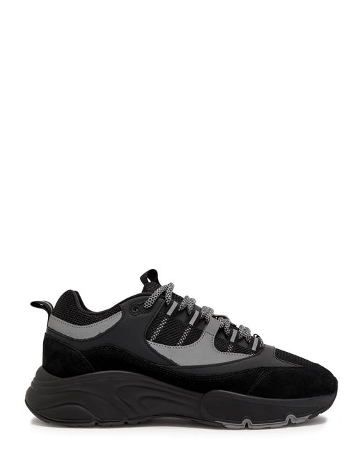 Cleens Black Aero Runner Panelled Mesh Sneakers for men