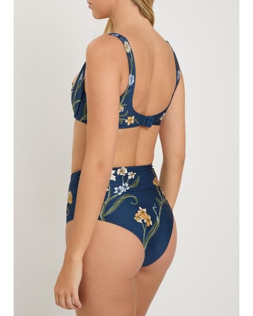 Agua Bendita Blue Floral-Print Bikini Briefs