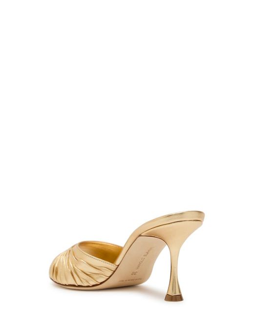 Manolo Blahnik Natural Pirua 70 Metallic Nappa Mules