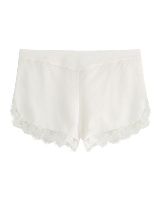 Simone Perele White Love Me Lace-Trim Silk-Satin Pyjama Shorts
