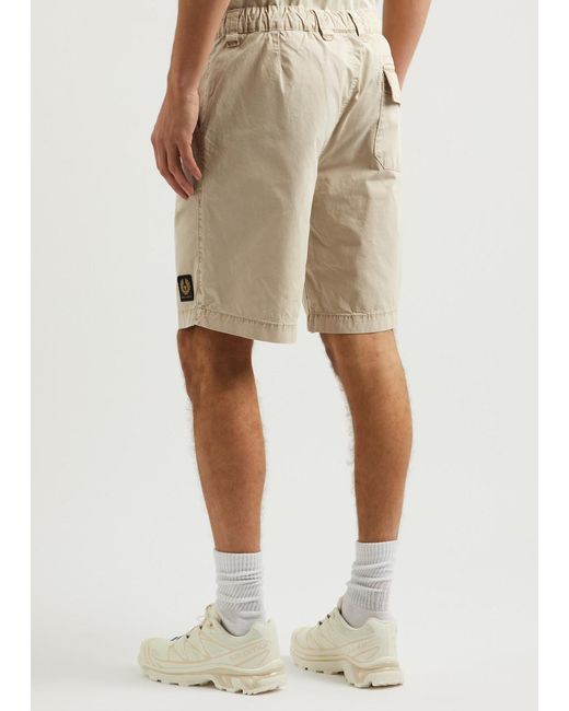 Belstaff Natural Dalesman Logo Cotton Shorts for men