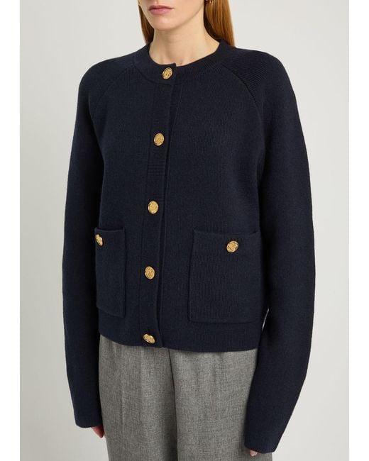 Totême Blue Wool-Blend Cardigan