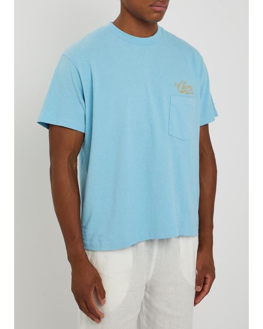 CHERRY LA Blue 5 Star Logo-Embroidered Cotton T-Shirt for men