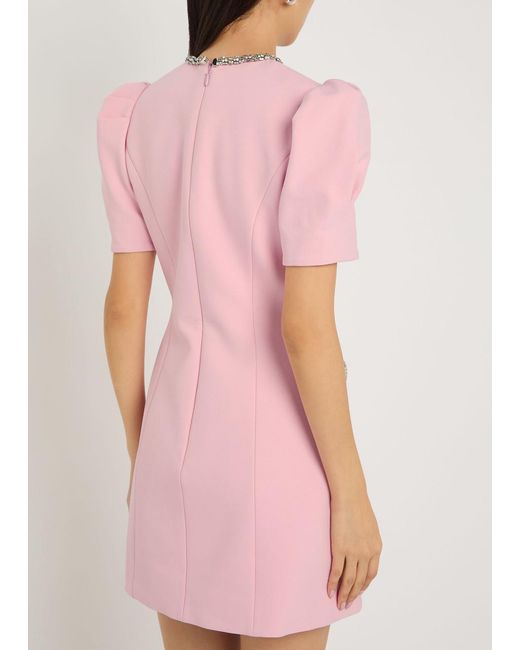 Rebecca Vallance Pink Nemy Crystal-Embellished Crepe Mini Dress