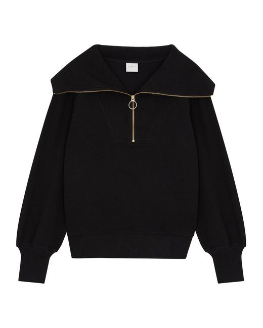 Varley Black Vine Ribbed Stretch-Cotton Half-Zip Sweatshirt