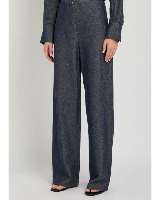 Vince Blue Colette Wide-Leg Chambray Trousers