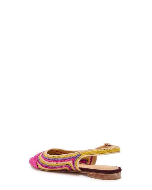 Gabriela Hearst Pink Strength Striped Raffia Slingback Flats