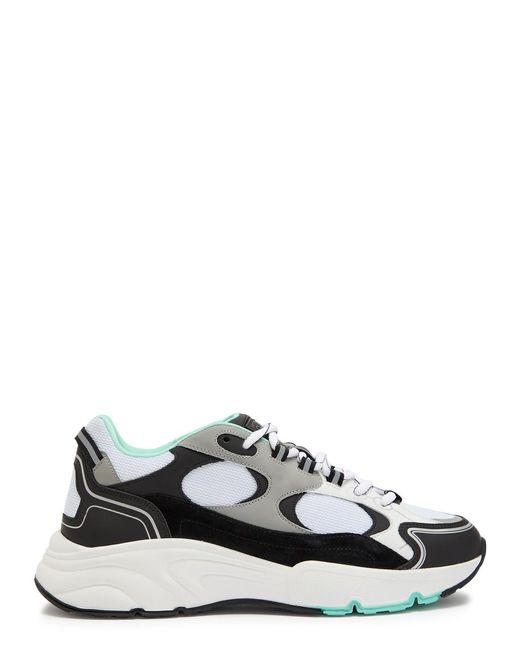Cleens White Pulse Runner Panelled Mesh Sneakers for men