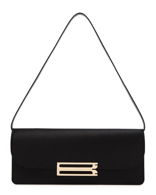 Victoria Beckham Black Dorian East-West Satin Clutch