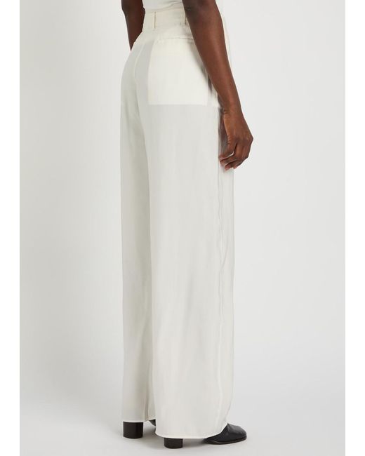 Lemaire White Creased Satin Trousers