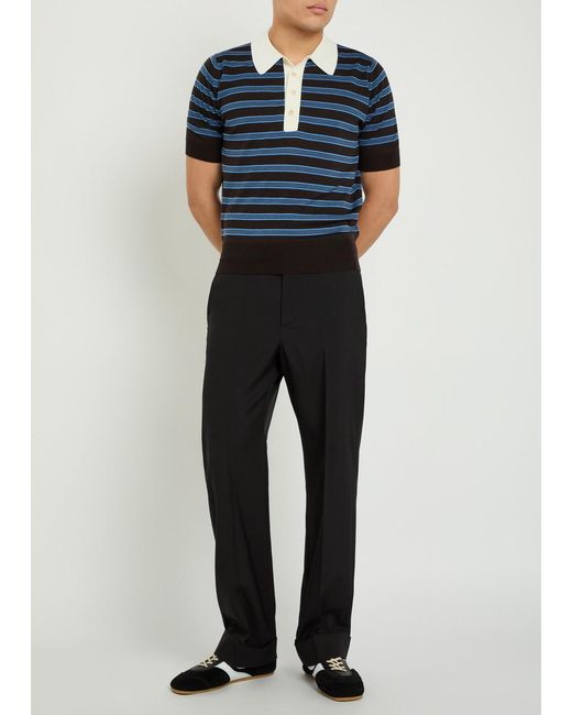 Wales Bonner Blue Breeze Merino Wool Polo Shirt for men