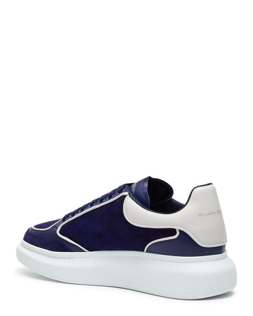 Alexander McQueen Blue Oversized Panelled Leather Sneakers for men