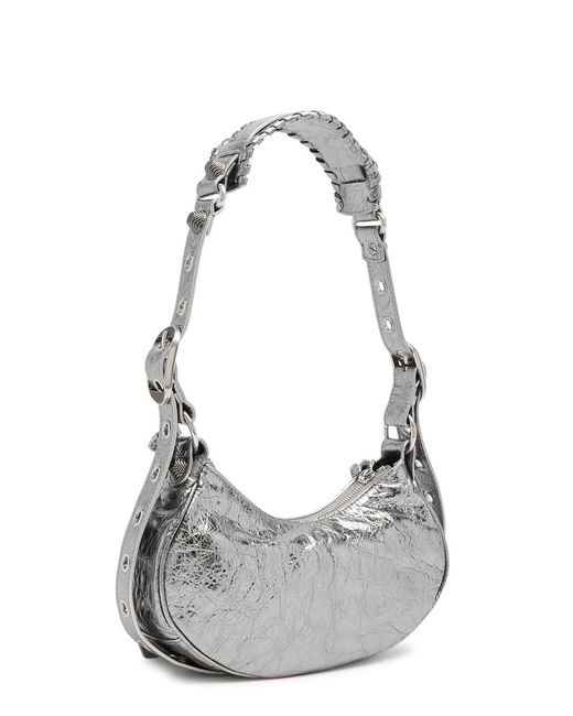 Balenciaga Gray Le Cagole Xs Metallic Shoulder Bag