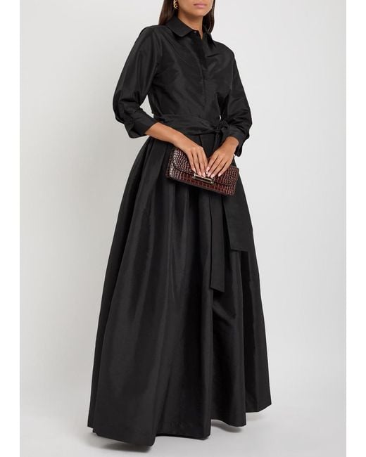Jonathan Simkhai Black Julip Belted Taffeta Maxi Shirt Dress