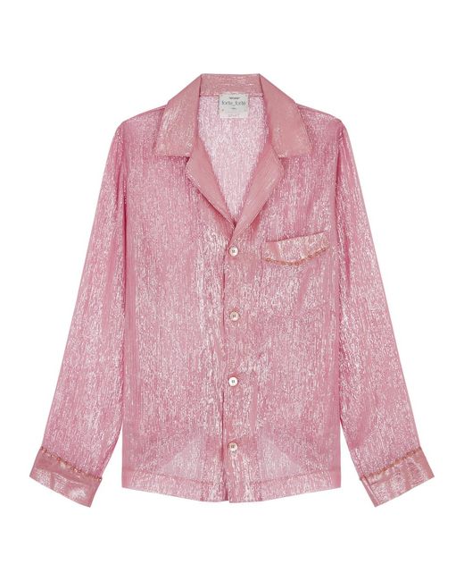 Forte Forte Pink Metallic Silk-Blend Chiffon Shirt
