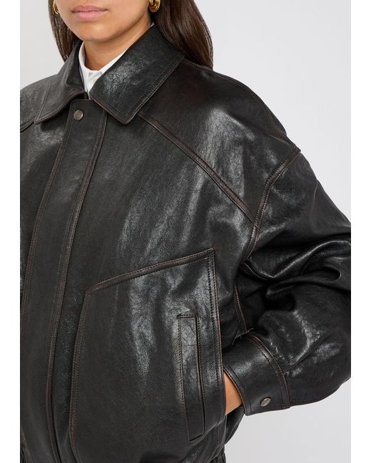 Saint Laurent Black Panelled Faded Leather Jacket