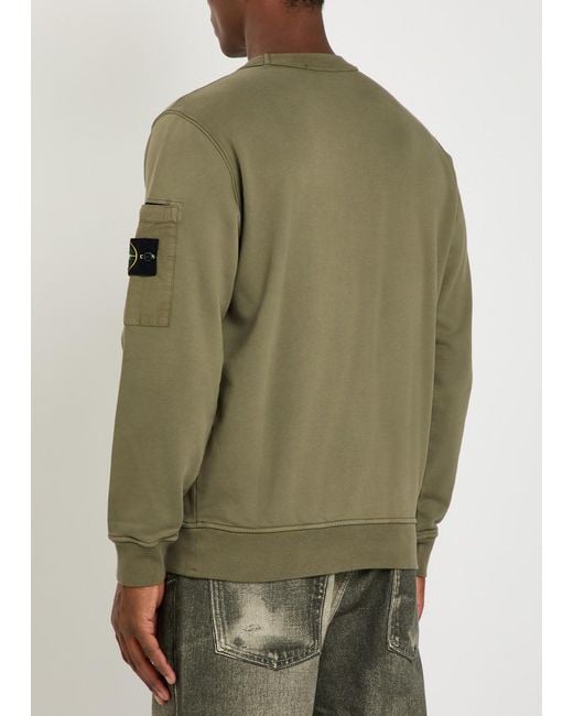 Stone Island Green Logo Cotton Sweatshirt for men