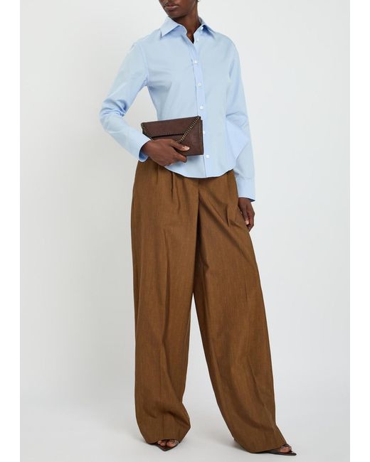 Stella McCartney Brown Pleated Pinstriped Wool-Blend Trousers