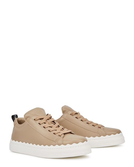 Chloé Natural Lauren Almond Leather Sneakers, Sneakers, Almond, Leather