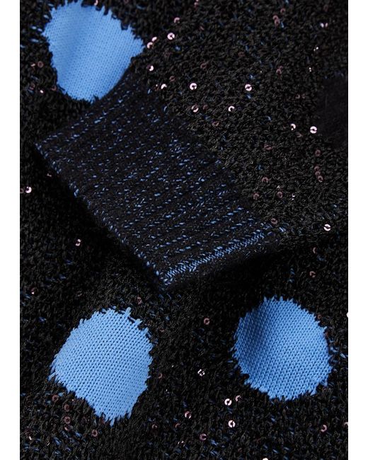 Diane von Furstenberg Blue Phillipa Polka-dot Knitted Jumper
