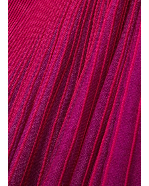 Alaïa Purple Alaïa Twisted Ribbed-knit Maxi Dress
