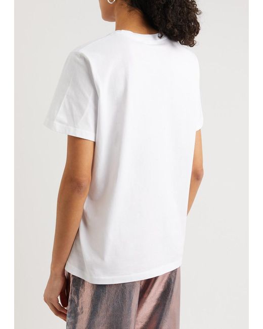 Ganni White Printed Cotton T-Shirt