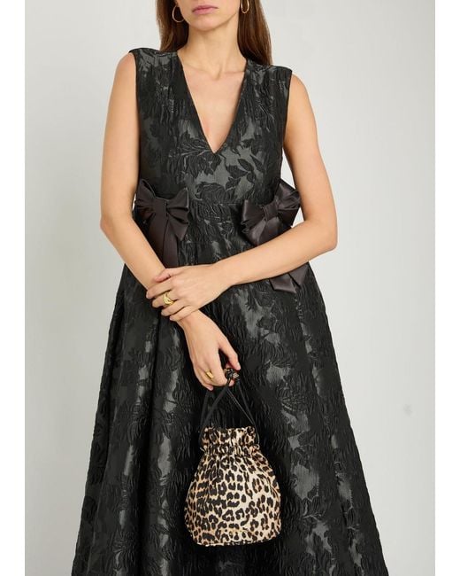 Ganni Black Leopard-Print Nylon Pouch