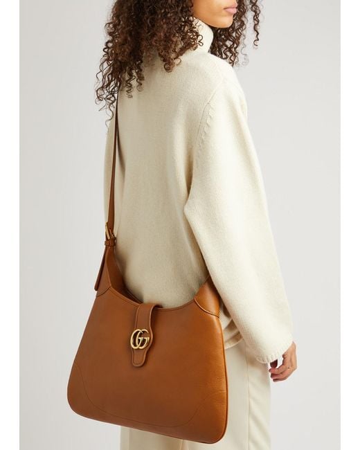 Gucci Brown Aphrodite Large Leather Shoulder Bag