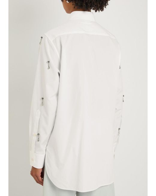 Stella McCartney Natural Crystal-Embellished Cotton-Poplin Shirt