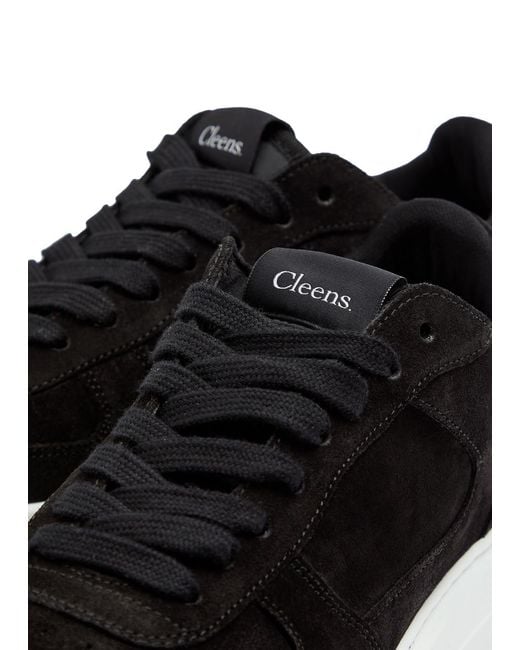 Cleens Black Court Panelled Suede Sneakers for men