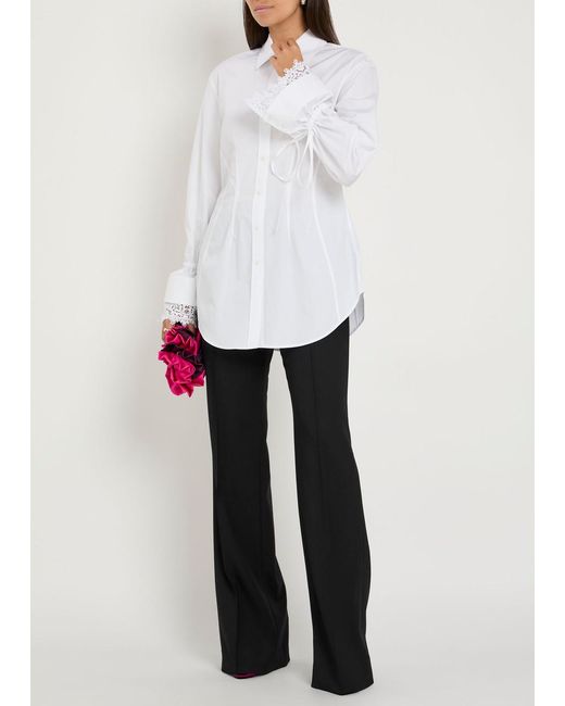 Erdem White Lace-Trimmed Cotton-Poplin Shirt