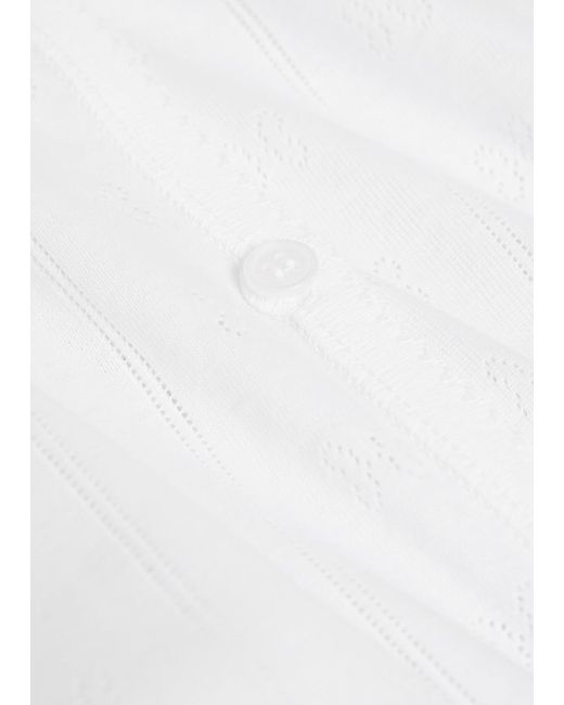 Ganni White Pointelle Cotton Top