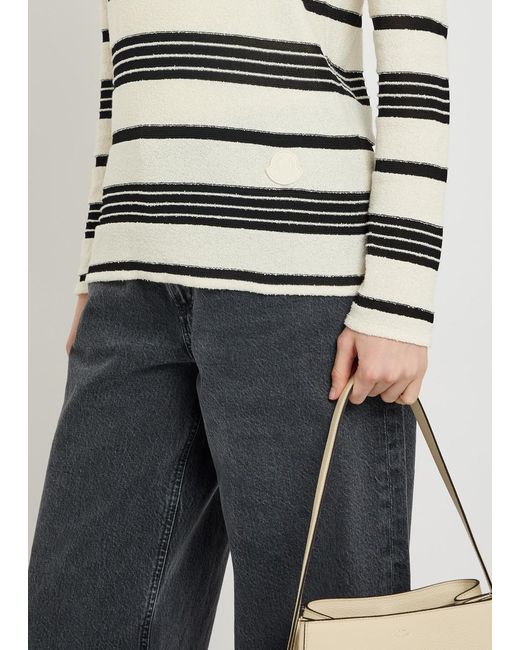 Moncler White Striped Fine-Knit Cotton-Blend T-Shirt