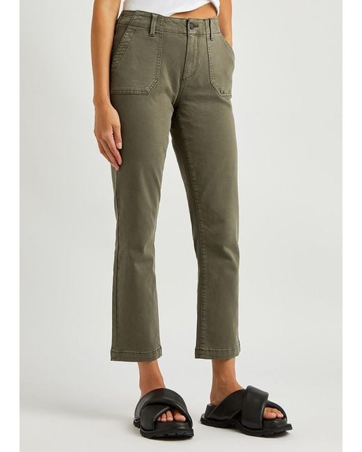 PAIGE Green Mayslie Straight-Leg Tapered Jeans