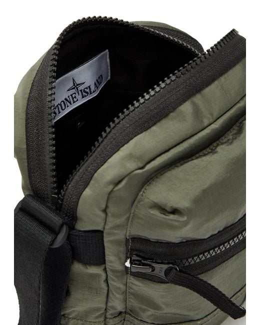 Stone Island Green Logo-Appliquéd Nylon Pouch Bag for men