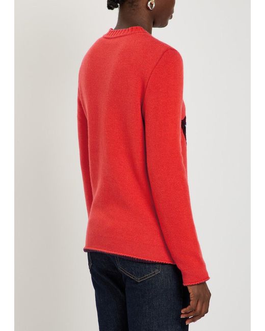 Gabriela Hearst Red Avichai Intarsia Cashmere Jumper