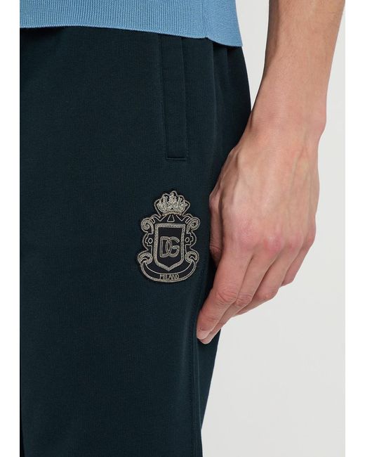 Dolce & Gabbana Blue Logo-Appliquéd Cotton Sweatpants for men