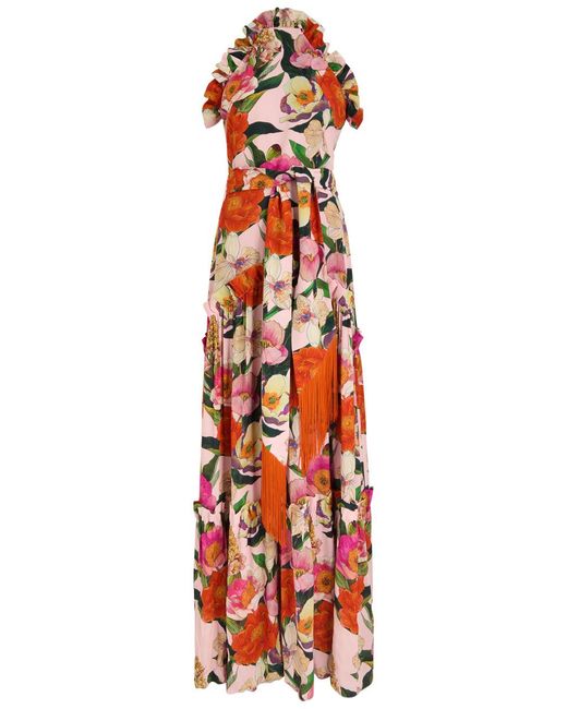 Borgo De Nor White Tatiana Floral-Printed Chiffon Maxi Dress