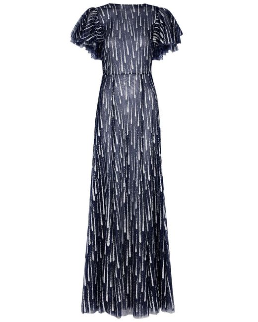 The Vampire's Wife The Rain Glittered Tulle Gown in Blue | Lyst