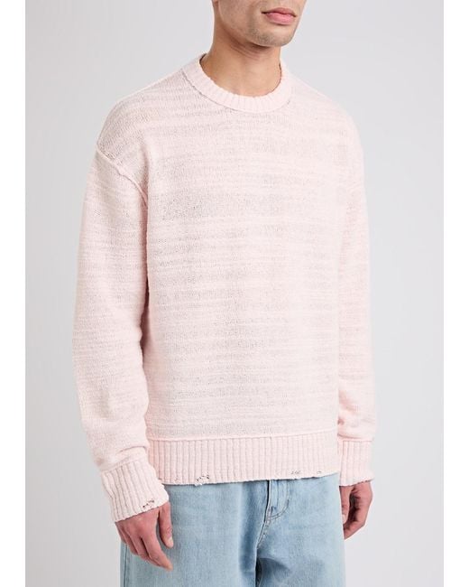 Acne Pink Textured Wool-Blend Jumper for men