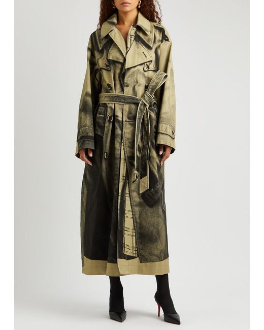 Jean Paul Gaultier Natural Trompe'Oeil Printed Cotton Trench Coat