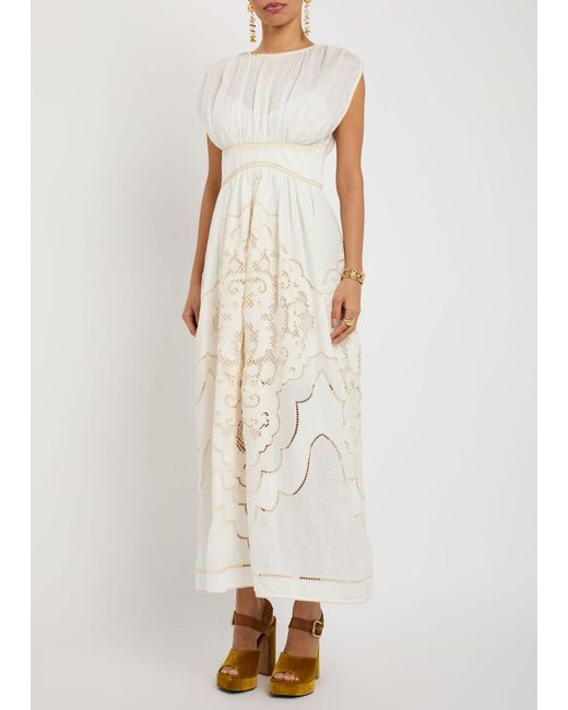 v neck ivory dress Floral V-Neck Long-Sleeve Dress Cinnamon / S (US 2) main image 1