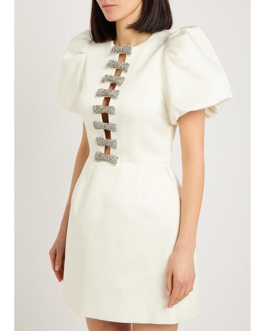 Rebecca Vallance White Blaise Crystal-Embellished Satin-Twill Mini Dress