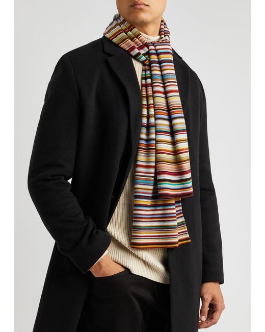 Paul Smith Multicolor Signature Striped Wool Scarf for men