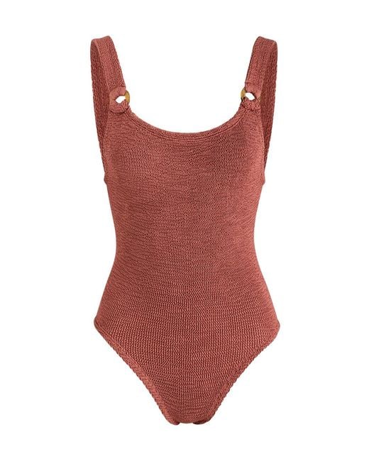 Hunza G Red Domino Crinkle Swimsuit