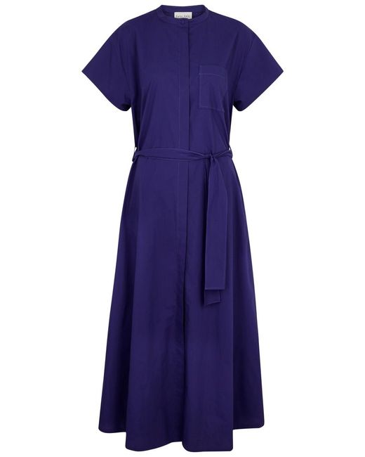 Forte Forte Purple Belted Cotton-Poplin Midi Dress