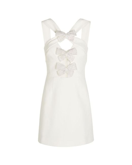 Rebecca Vallance White Hermoine Bow-Embellished Crepe Mini Dress